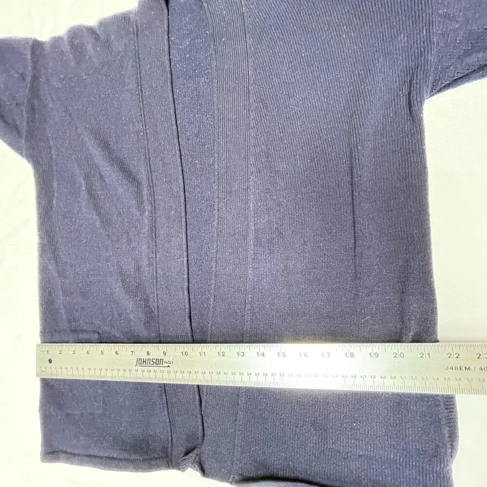 Vintage Wayne St. John Small Navy Open Short Sleeve Cardigan Sweater Santana Kni